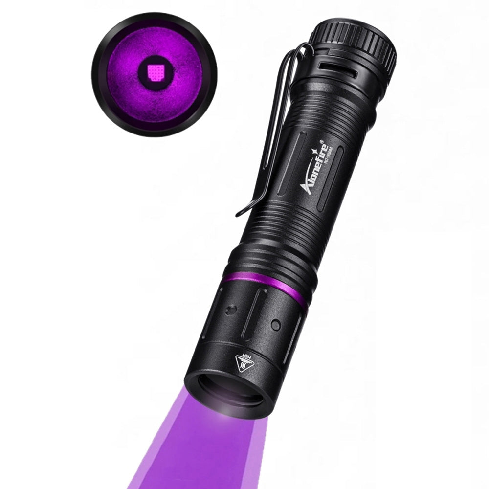 Alonefire P67 Mini 3W UV Flashlight 365nm Portable Ultraviolet Very Small EDC Black Light for Pet Urine Detector, Minerals, Scorpions, Finding Stains, Money Checker