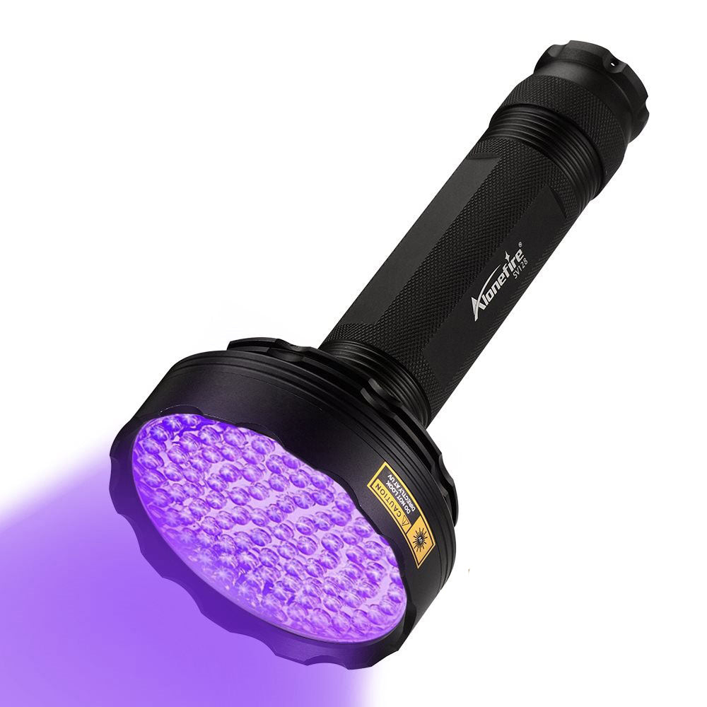 Alonefire SV128 128 LED UV Flashlight 395nm Professional Blacklight Pet Urine Detector with Protective Glasses