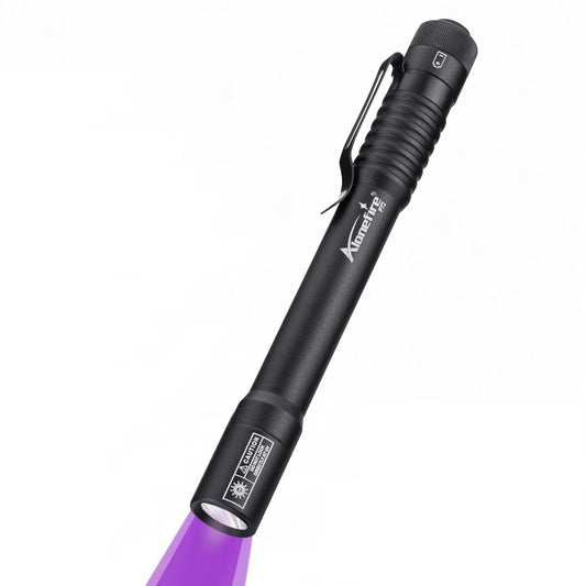 Alonefire P72 Mini 395nm UV Flashlight 3W Portable Blacklight Pet Urine Detector Scorpion Money Detection with 2x AAA Battery