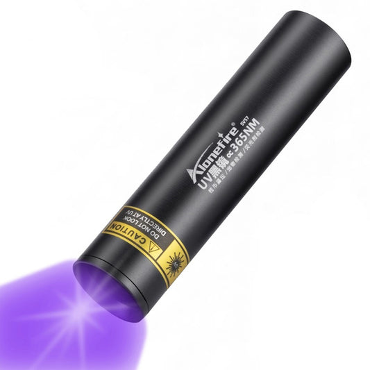 Alonefire SV57 3W Small UV Flashlight 365nm Type C USB Rechargeable Ultraviolet Mini Black Light Stain Minerals Money Pet Urine Detector with Charging Indicator, Aluminium Case, Built-in Battery
