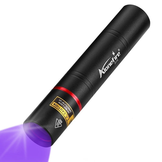 Alonefire SV16 5W Small UV Flashlight 365nm USB Rechargeable Portable Ultraviolet Black Light Mini Stain Minerals Money Pet Urine Detector with Power Outlet, Built-in High-Capacity Battery