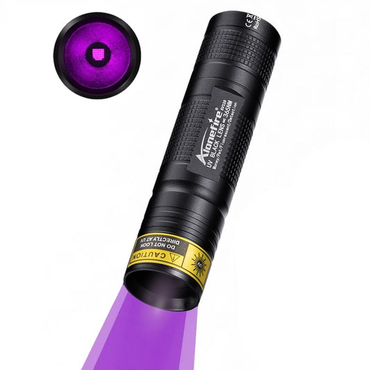 Alonefire SV110 Mini 365nm UV Flashlight USB C Rechargeable Blacklight Woods Lamp Money Detector Black Light for Pet Urine Detetector, Minerals, Rocks, AC Leaks with Built-in Battery