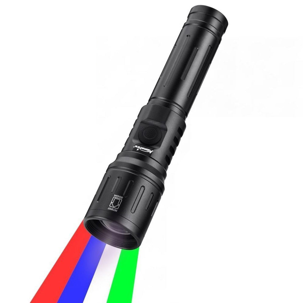 Alonefire X94 RGBW Multi-Color LED Flashlight USB-C Rechargeable Zoomable Red Green Blue White Light for Astronomy Hunting