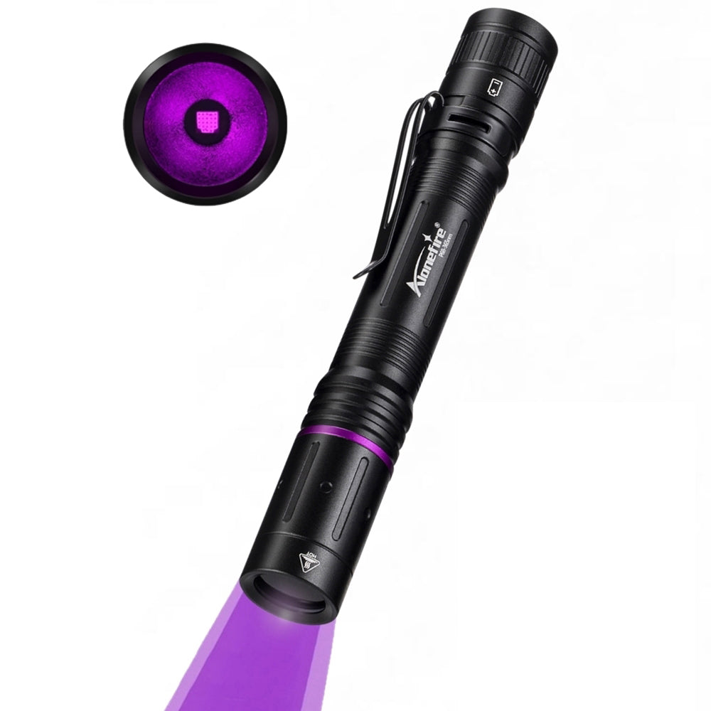 Alonefire P68 Mini 3W UV Flashlight 365nm Portable EDC Black Light Pet Urine Detector