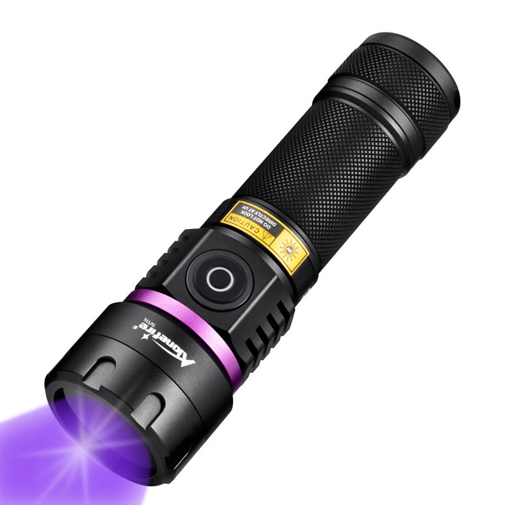 Alonefire SV116 365nm UV Flashlight 60W Powerful Blacklight USB C Rechargeable Black Light for Pet Urine Detector, Scorpion, Resin, Bed Bug, Fishing