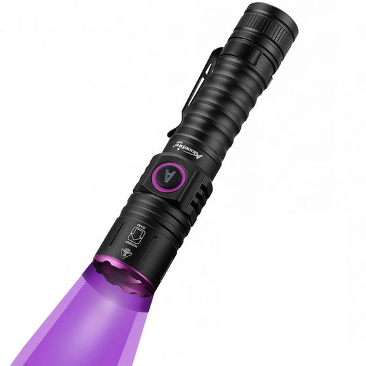 Alonefire SV87 UV Flashlight Zoom 5W Type C USB Rechargeable Black Light Money Detector for Resin Curing, Pet Urine Detection, Scorpion, Fishing, Minerals, Leaks, Cure Glue with Battery